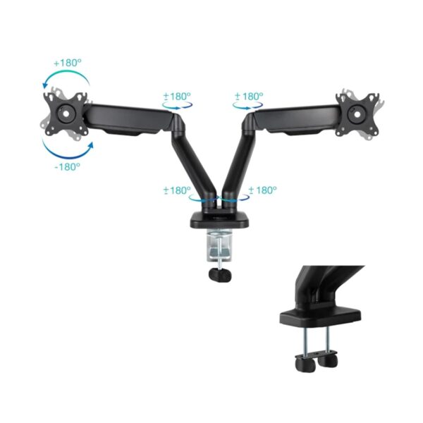 Soporte mesa tooq 2 brazos hasta 32 pulgadas 100x100 max 9kg - Imagen 3