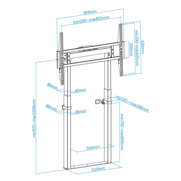 Soporte suelo tooq fijo electrico titan 55 - 100 pulgadas - Imagen 3