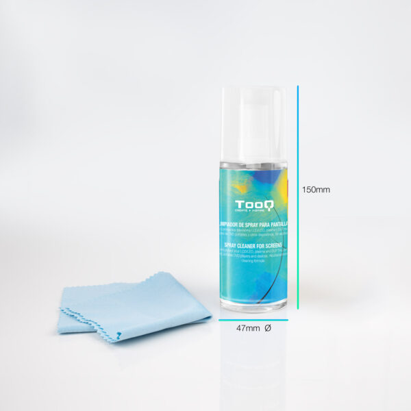 Kit spray tooq limpiador pantallas + paño microfibra - Imagen 2