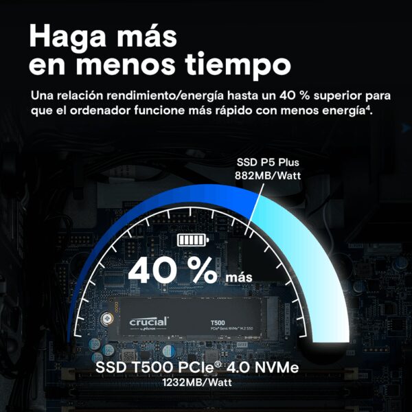 Disco duro interno solido ssd crucial t500  2tb pcie nvme 4.0 x4 - Imagen 2