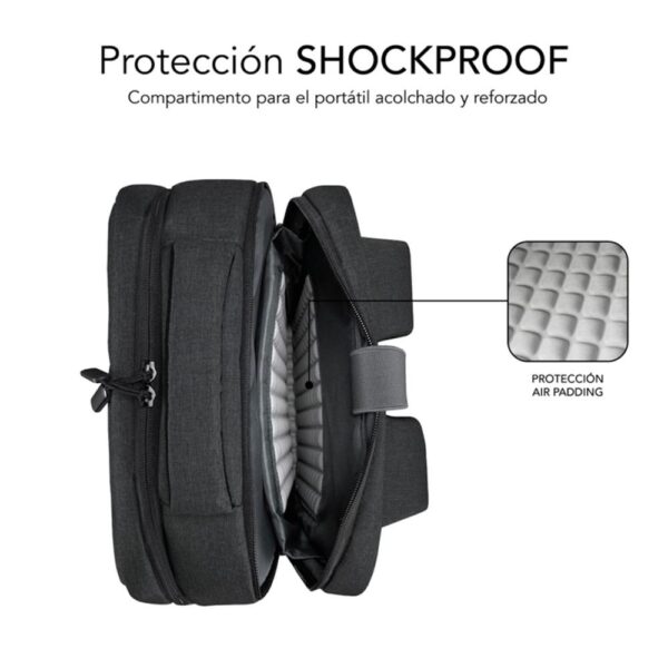 Mochila para portatil subblim traveller airpadding 15.6 pulgadas gris - Imagen 3