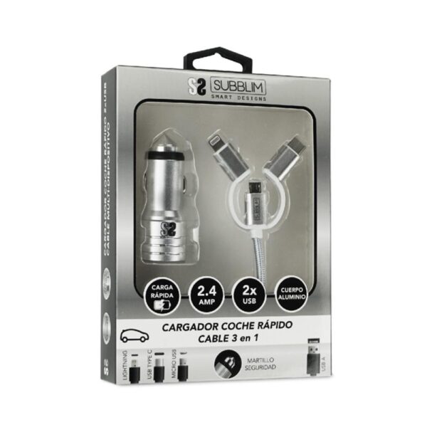 Cargador coche subblim 12w usb tipo a - Imagen 2