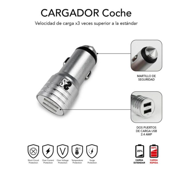 Cargador coche subblim 12w usb tipo a - Imagen 3