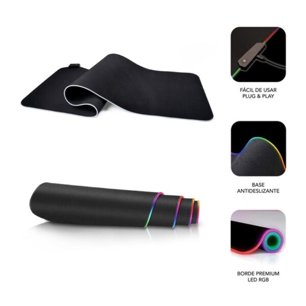 Alfombrilla subblim mouse pad premium led rgb negro - Imagen 2