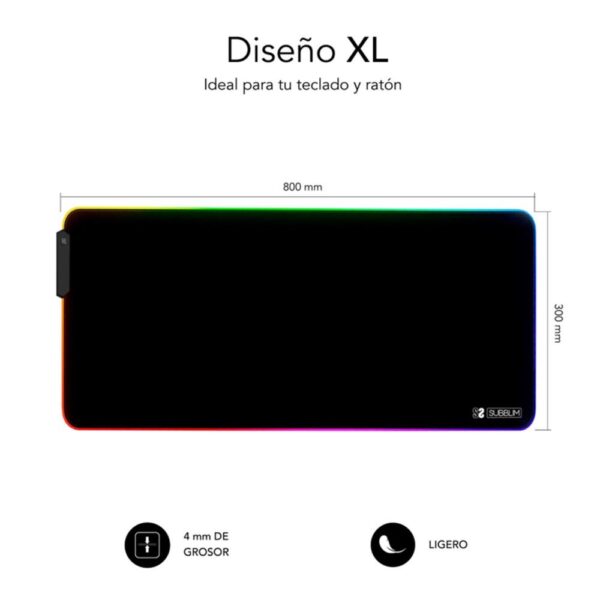Alfombrilla subblim mouse pad premium led rgb negro - Imagen 3