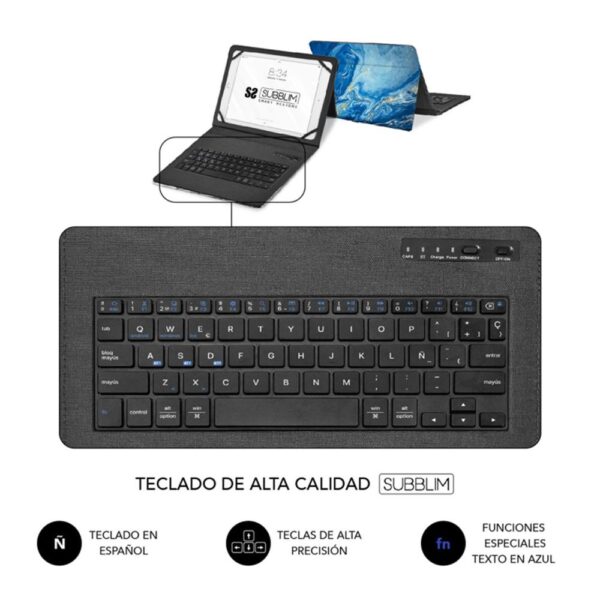 Funda + teclado subblim para tablet 11 pulgadas trendy marmol azul - Imagen 3