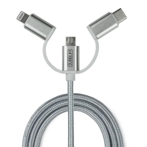 Cargador pared subblim 12w usb tipo a + cable 3 en 1 - Imagen 2