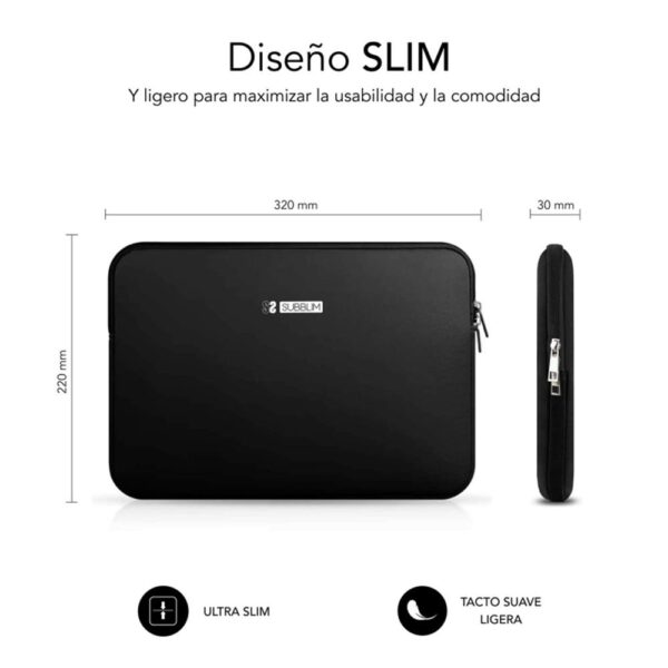 Funda subblim business laptop sleeve neoprene para portatil 11.6 pulgadas - 13.3 pulgadas negro - Imagen 3