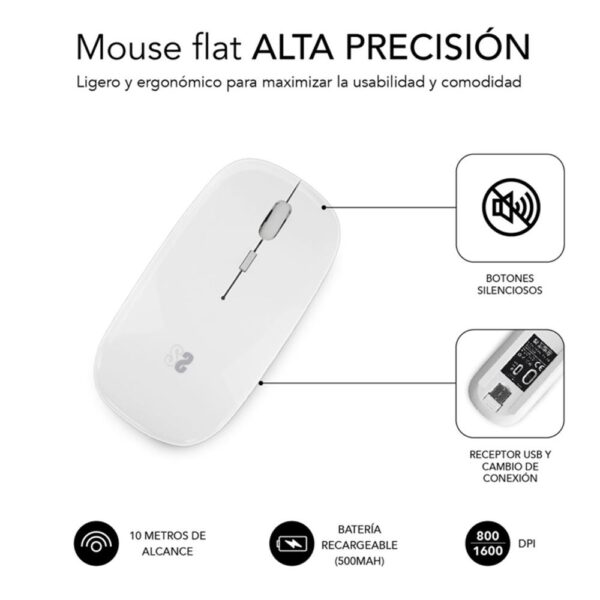 Raton inalambrico subblim dual flat blanco - Imagen 3