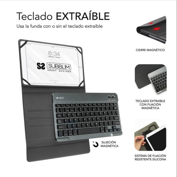 Funda tablet subblim keytab pro para tablet 10.1 pulgadas gris - Imagen 3