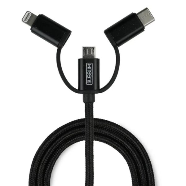 Cargador coche subblim 12w usb tipo a + cable 3 en 1 - Imagen 2