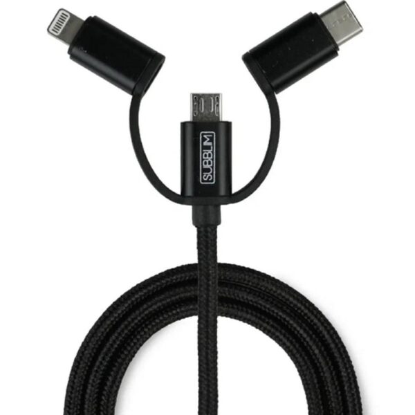 Cargador subblim 12w usb tipo a + cable 3 en 1 - Imagen 2