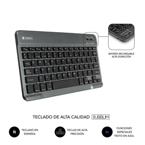 Funda + teclado subblim keytab pro para tablet 10.1 pulgadas rojo - Imagen 3