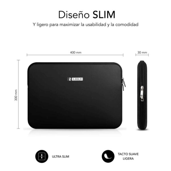 Funda subblim business laptop sleeve neoprene para portatil 15.6 pulgadas negro - Imagen 3