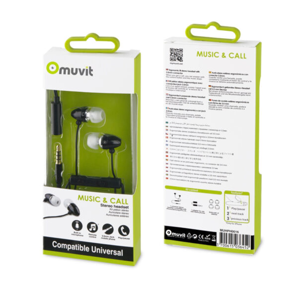 Auriculares muvit  muhph0016 negro - Imagen 2