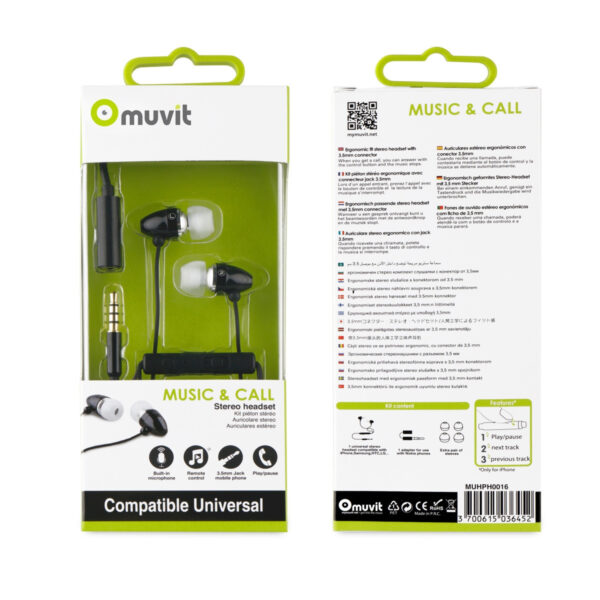 Auriculares muvit  muhph0016 negro - Imagen 3