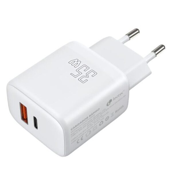 Cargador de pared leotec lecsph35w2w 35w usb tipo a - usb tipo c - Imagen 3