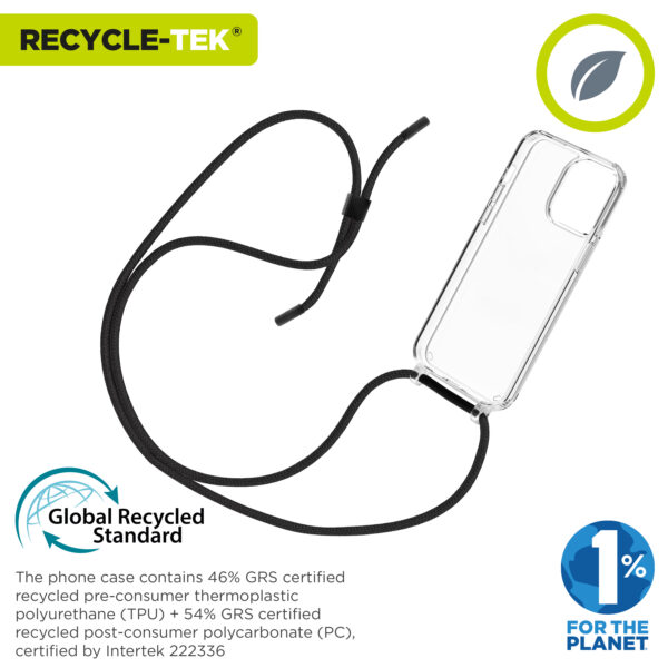 Funda muvit recycletek para apple iphone 15 pro max transparente + colgante negro - Imagen 2