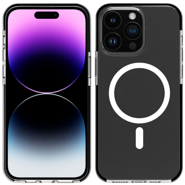 Funda muvit recycletek magsafe shockproof 3m para apple iphone 15 pro max transparente - negra - Imagen 3