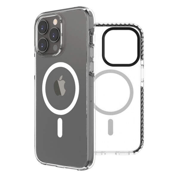 Funda muvit recycletek magsafe shockproof 3m para apple iphone 14 pro max transparente - negra - Imagen 2