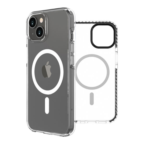 Funda muvit recycletek magsafe shockproof 3m para apple iphone 14 plus transparente - negra - Imagen 2
