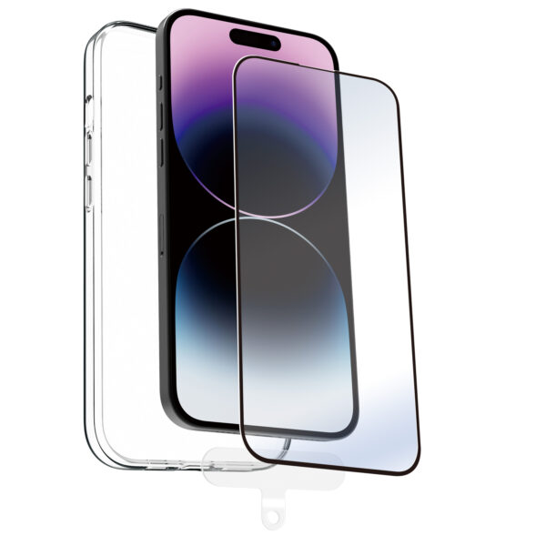 Funda muvit para iphone 15 pro max + protector pantalla vidrio templado plano marco negro - Imagen 3