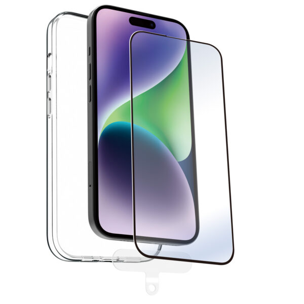 Funda muvit para iphone 15 pro + protector pantalla vidrio templado plano marco negro - Imagen 3