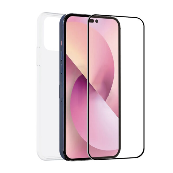 Funda muvit para iphone 14 pro + protector pantalla vidrio templado plano marco negro - Imagen 2