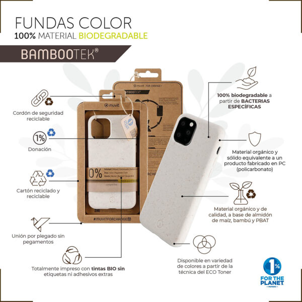 Funda muvit bambootek para apple iphone 13 mini naranja - Imagen 3
