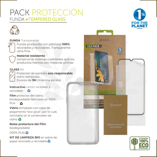 Funda muvit para samsung galaxy a14 4g - 5g + protector de pantalla vidrio templado plano - Imagen 2
