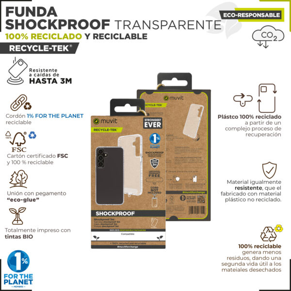 Funda muvit shockproof 2m para samsung galaxy s24 ultra transparente - Imagen 3