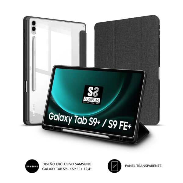 Funda tablet sublim clear shock case para samsung galaxy tab s9+ - s9 fe+ 12.4 pulgadas negra - Imagen 2