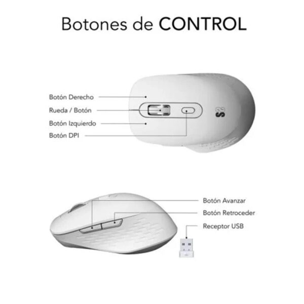 Raton inalambrico subblim curve ergo dual blanco - Imagen 2