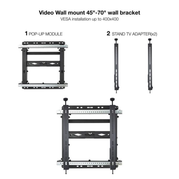 Soporte video wall tooq tqvw4571t vesa hasta 70 pulgadas 600x400mm max 70kg - Imagen 2