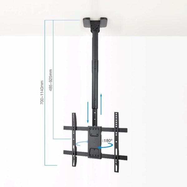 Soporte techo tooq vesa hasta 75 pulgadas 400x400mm max 60kg - Imagen 2