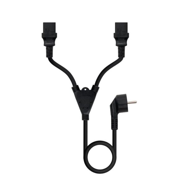 Cable alimentacion schuko a 2x c13 nanocable 1.8m -  macho - hembra -  negro