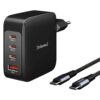 Cargador pared intenso gan w140a3c 3x usb tipo c 1x usb tipo a + cable usb tipo c
