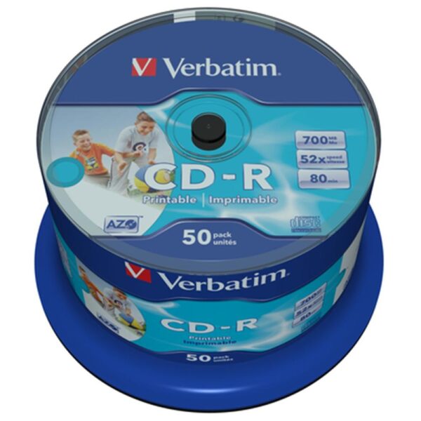 Verbatim cd - r 700mb 52x tarrina 50 unidades imprimible inkjet super azo - Imagen 2
