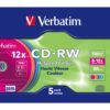 Verbatim cd - rw 700mb 8x - 10x tarrina 5 unidades slim colores