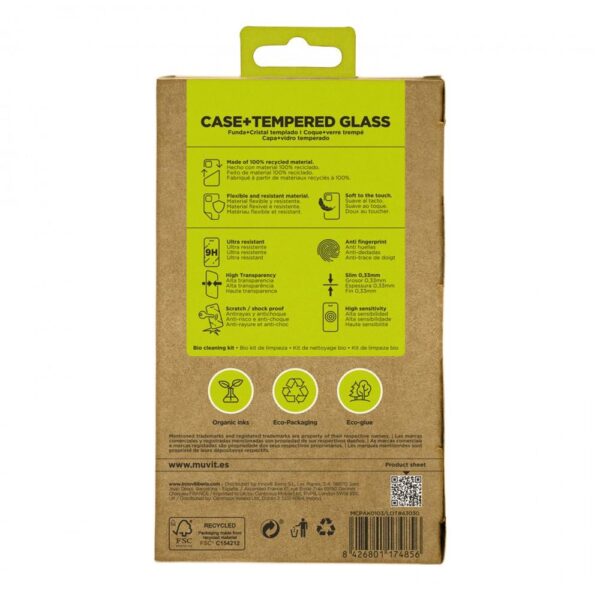 Funda muvit recycletek para apple iphone 16 pro max transparente + protector cristal templado marco negro - Imagen 3