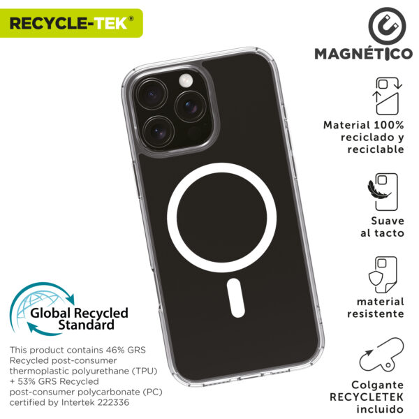 Funda muvit recycletek magsafe para apple iphone 16 pro max transparente - Imagen 2