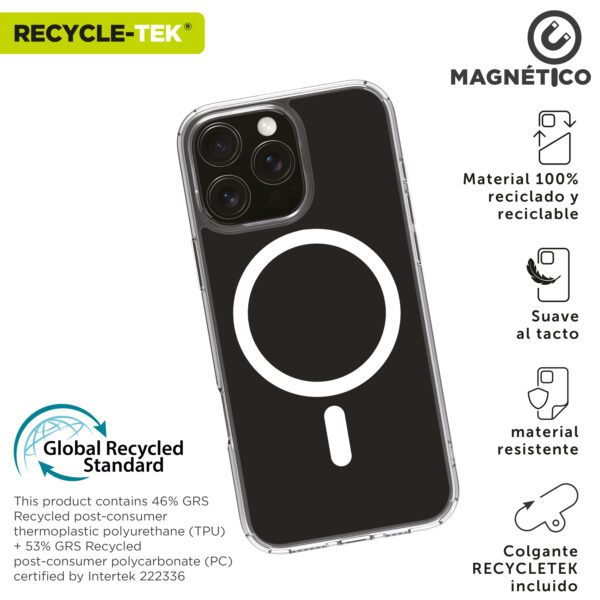Funda muvit recycletek magsafe para apple iphone 16 pro transparente - Imagen 2