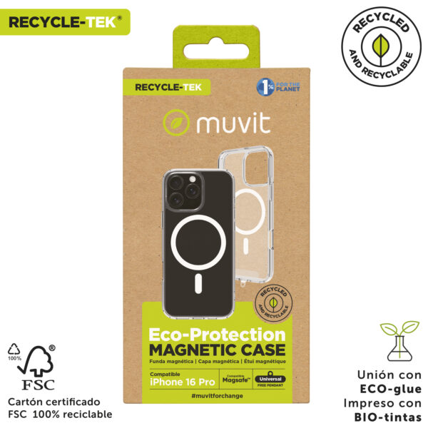 Funda muvit recycletek magsafe para apple iphone 16 pro transparente - Imagen 3