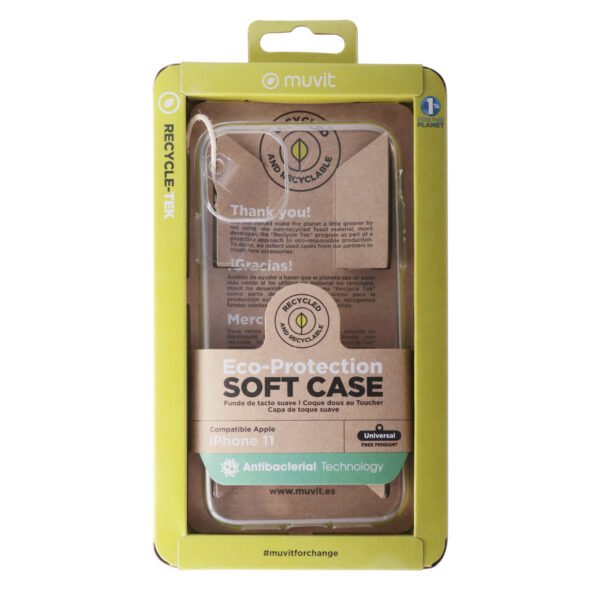 Funda muvit recycletek antibacteriana para apple iphone 11 transparente - Imagen 2
