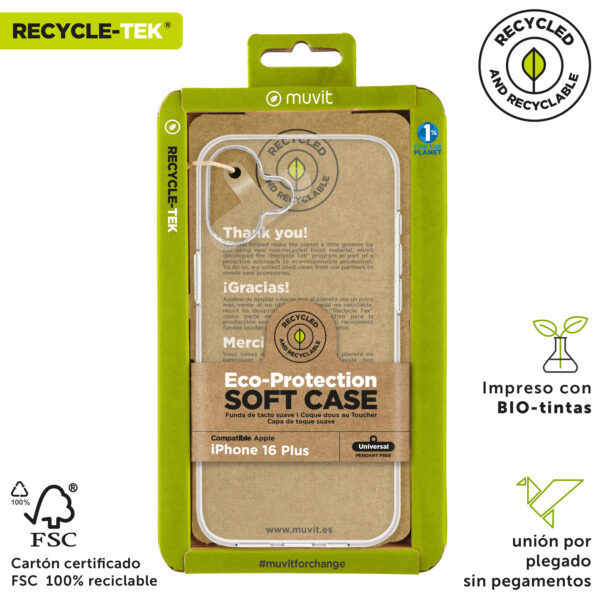 Funda muvit recycletek para apple iphone 16 plus transparente - Imagen 3