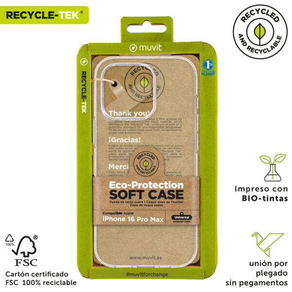 Funda muvit recycletek para apple iphone 16 pro max transparente - Imagen 3
