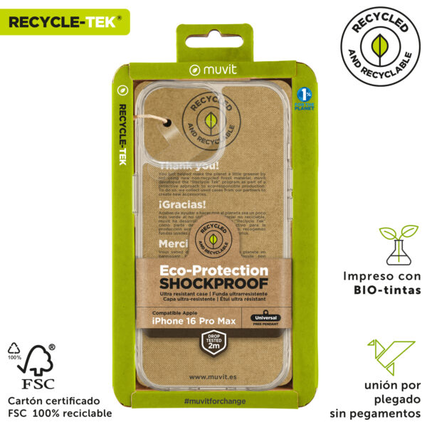 Funda muvit shockproof 2m para apple iphone 16 pro max transparente - Imagen 3