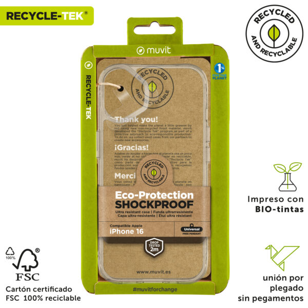 Funda muvit shockproof 2m para apple iphone 16 transparente - Imagen 3