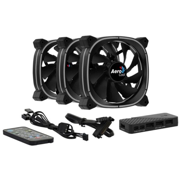 Ventilador de caja aerocool astro12pro argb 3x 120mm + hub h66f - Imagen 2