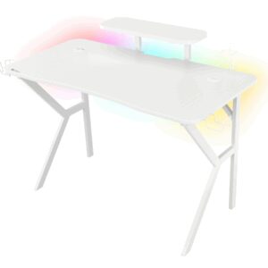 Mesa gaming genesis holm 320 rgb blanca carbono